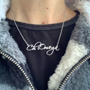 Chi Omega sorority necklace silver Greek jewelry